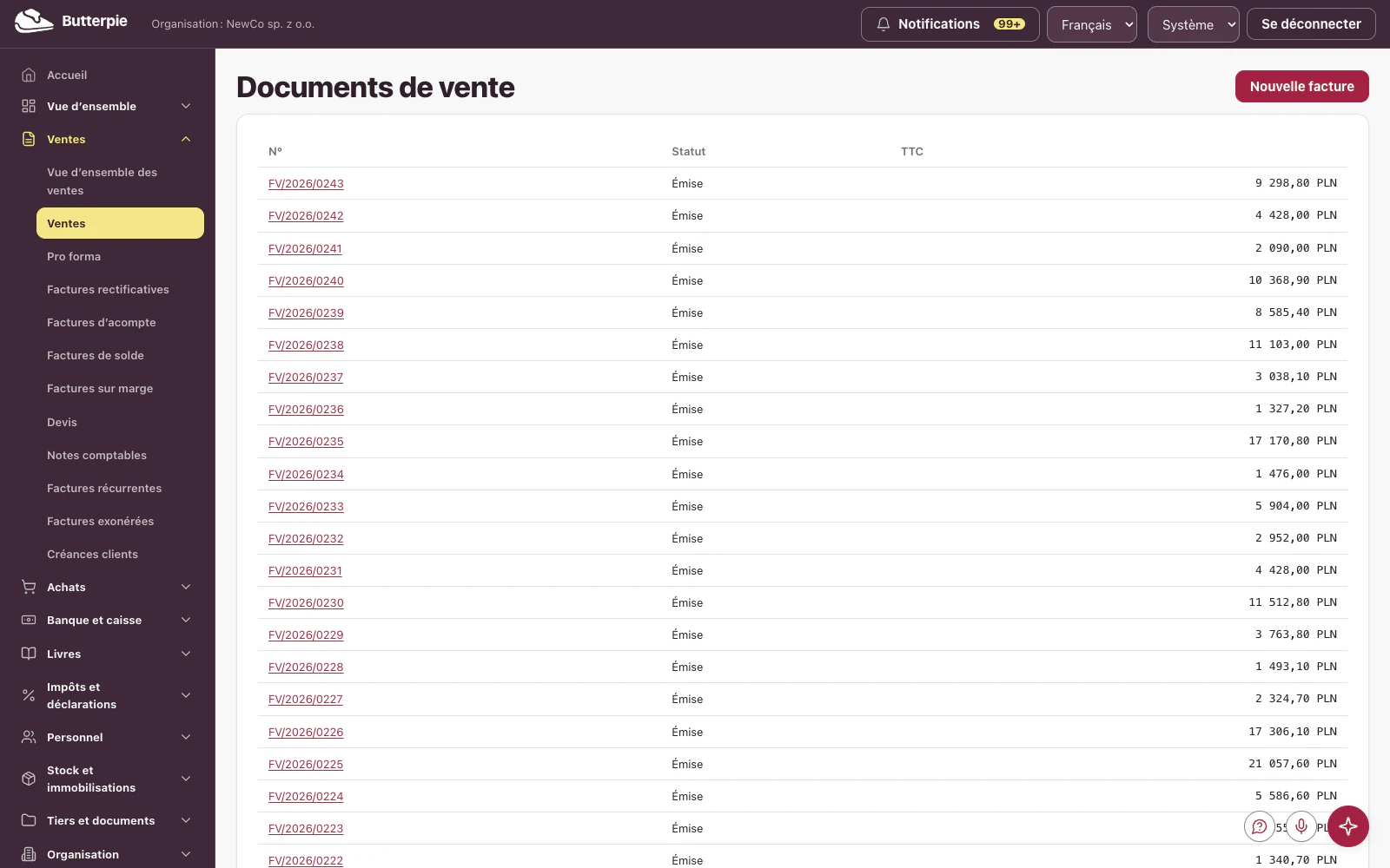 Documents de vente